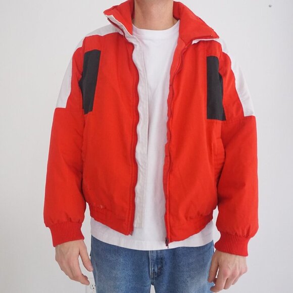 Vintage '80S Club International Red White Puffer Ski Jacket Size Medium - Picture 2 of 14